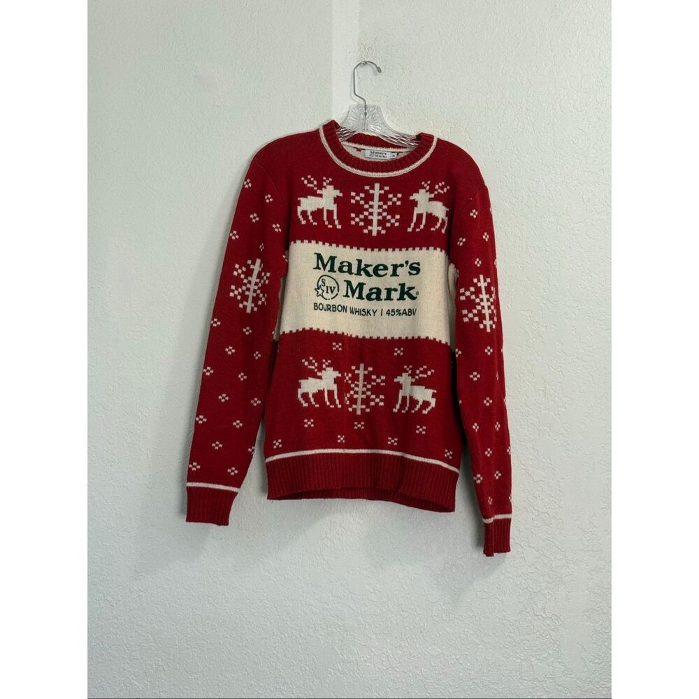Maker's Mark Christmas Sweater  Bourbon Whisky Whiskey Kentucky M